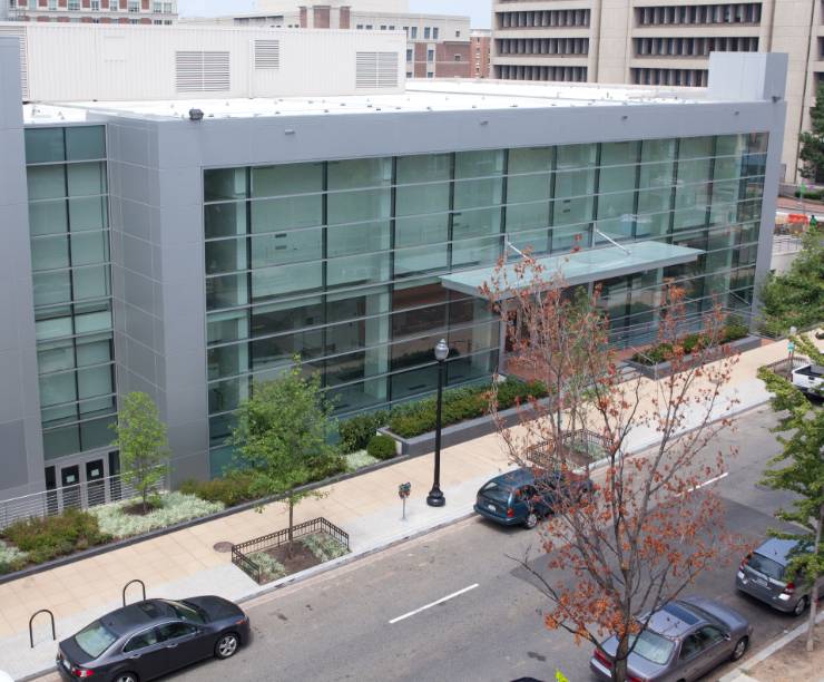 A view of the Smith Center, looking down from across the street.