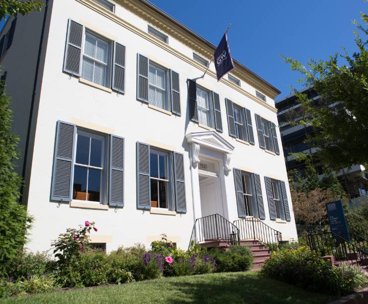 A view of the F Street House from the sidewalk.