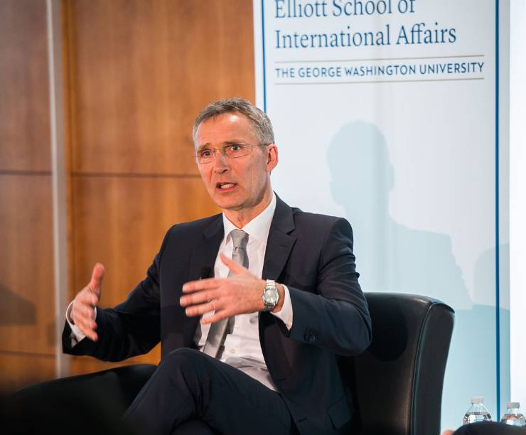 NATO Secretary General Jens Stoltenberg speaks at GW.