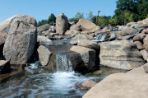 Rock waterfall outside of the Feynman Center.