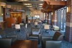 A picture of the tables and chairs in the Feynman cafeteria.