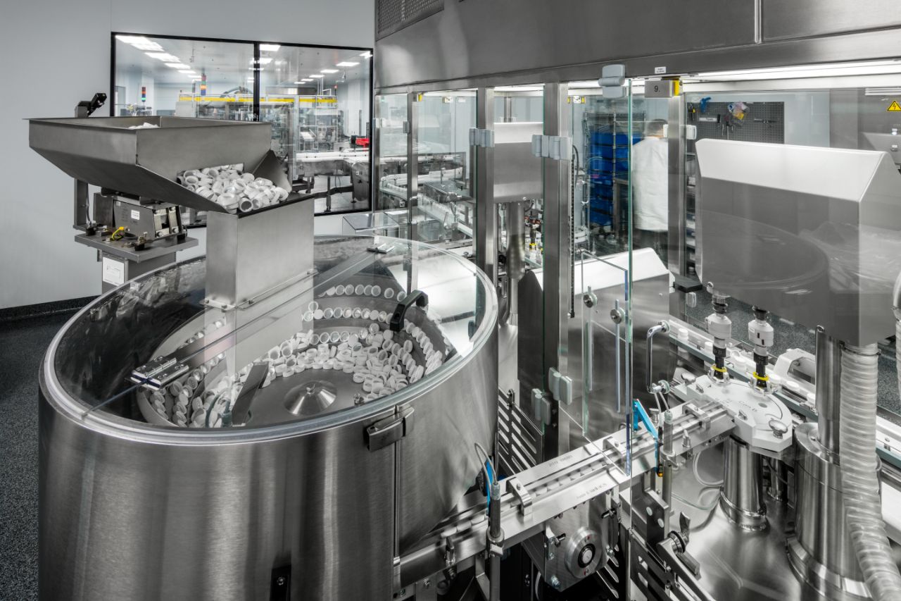 A picture of the automated bottling line in Feynman Center.