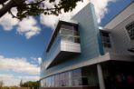 A view of the Kepler Center from the exterior, looking up.