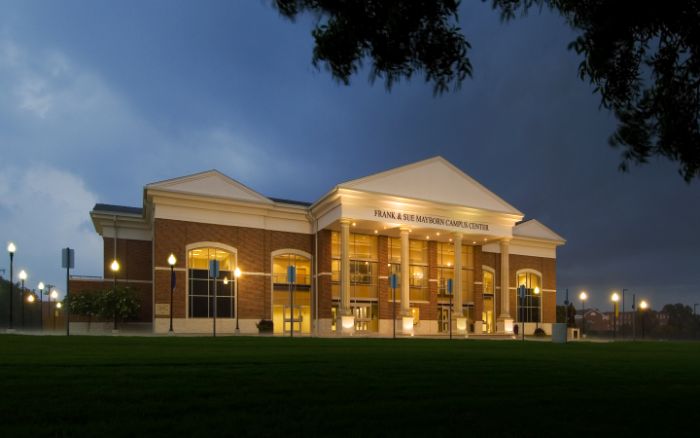 Frank and Sue Mayborn Campus Centerat night