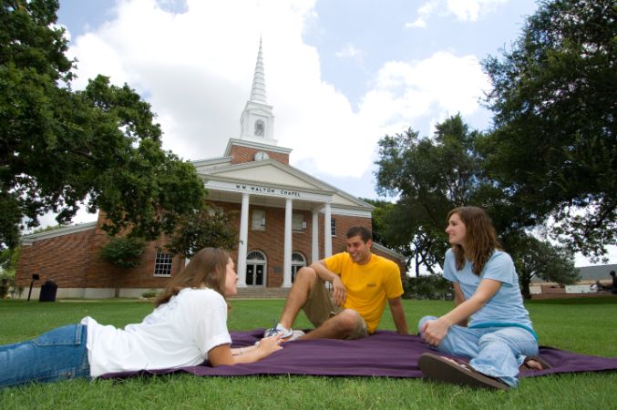 Breaking in front of chapel