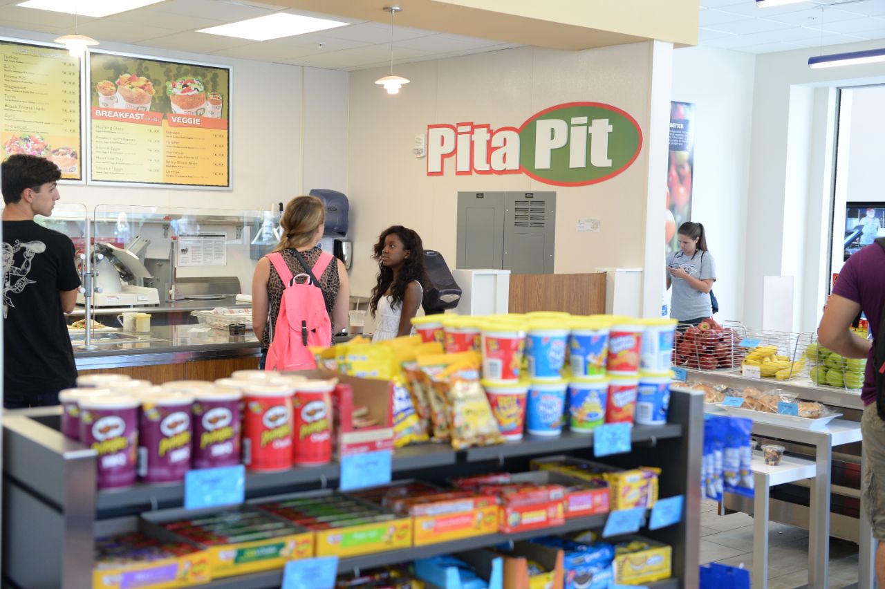 Students waiting for sandwiches at the Pita Pit.